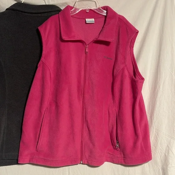 Columbia 3X Fleece Vest Bundle Gray Pink Zip Up Plus Size Women’s Jacket Soft - Picture 5 of 7